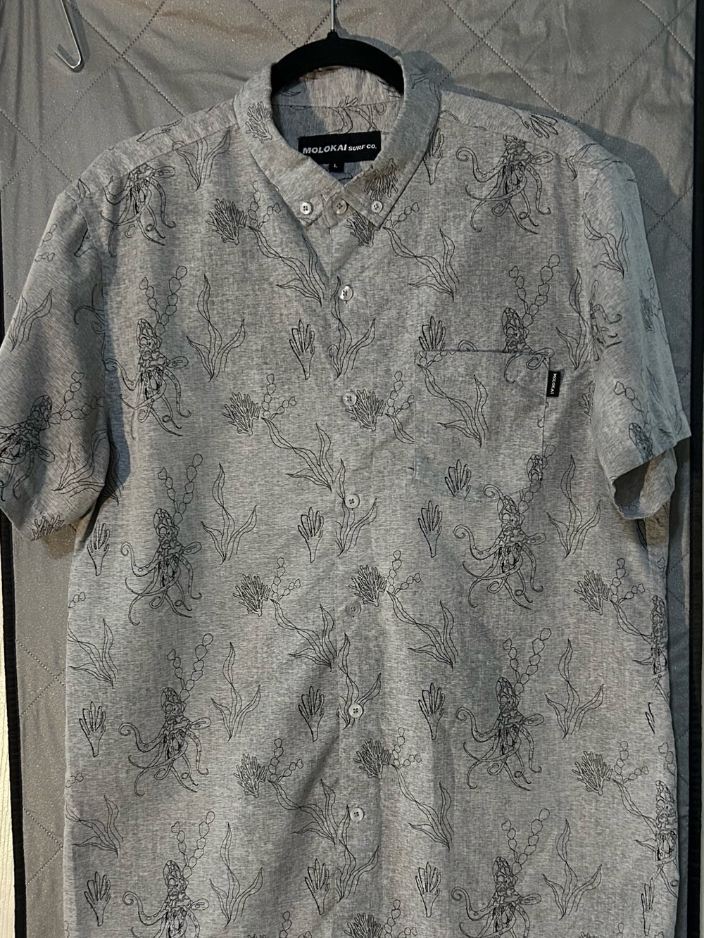 Men's Gray Octopus Print Short Sleeve Shirt